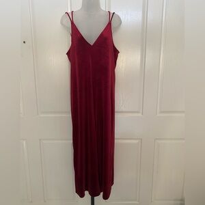 Silk & Salt Red Velvet Sleeveless Crop Wide Leg Jumpsuit Sz M